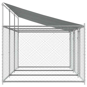 vidaXL Chenil avec toit et portes Gris 6x2x2 m Acier galvanisé