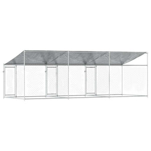 vidaXL Chenil avec toit et portes Gris 6x2x2 m Acier galvanisé
