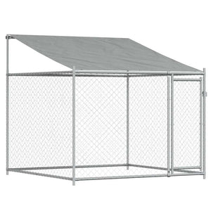 vidaXL Chenil avec toit et portes Gris 6x2x2 m Acier galvanisé