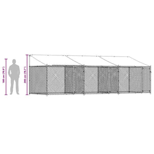 vidaXL Chenil avec toit et portes Gris 6x2x2 m Acier galvanisé