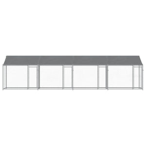 vidaXL Chenil pour chien avec toit et portes Gris 8x2x2 m Acier galvanisé