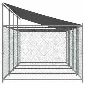 vidaXL Chenil pour chien avec toit et portes Gris 8x2x2 m Acier galvanisé