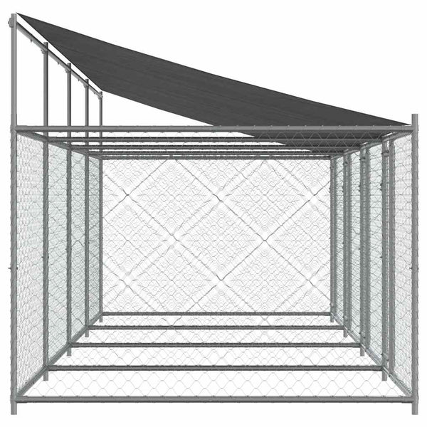 vidaXL Chenil pour chien avec toit et portes Gris 8x2x2 m Acier galvanisé