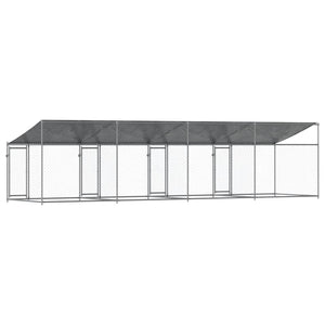 vidaXL Chenil pour chien avec toit et portes Gris 8x2x2 m Acier galvanisé