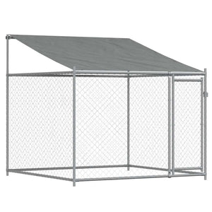 vidaXL Chenil pour chien avec toit et portes Gris 8x2x2 m Acier galvanisé