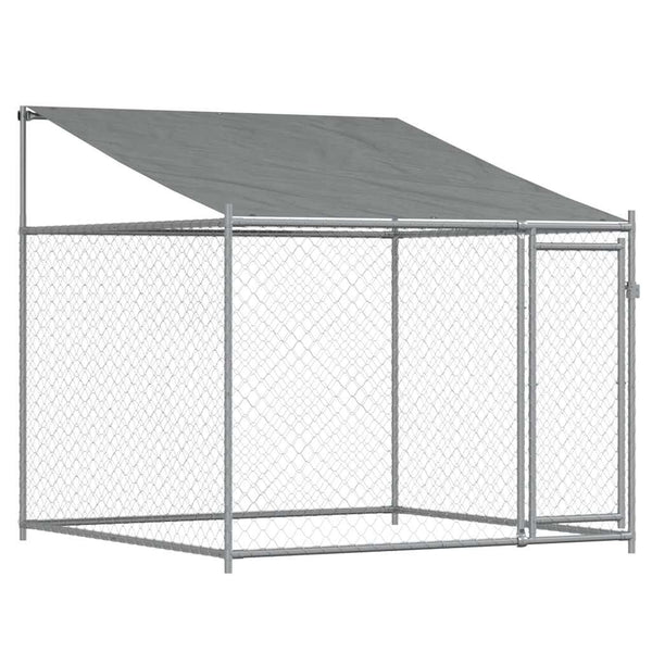 vidaXL Chenil pour chien avec toit et portes Gris 8x2x2 m Acier galvanisé