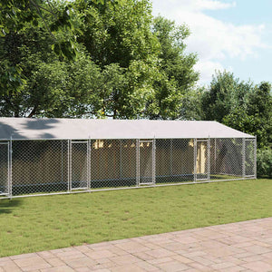 Hundezwinger mit Dach 10x2x2m Grau