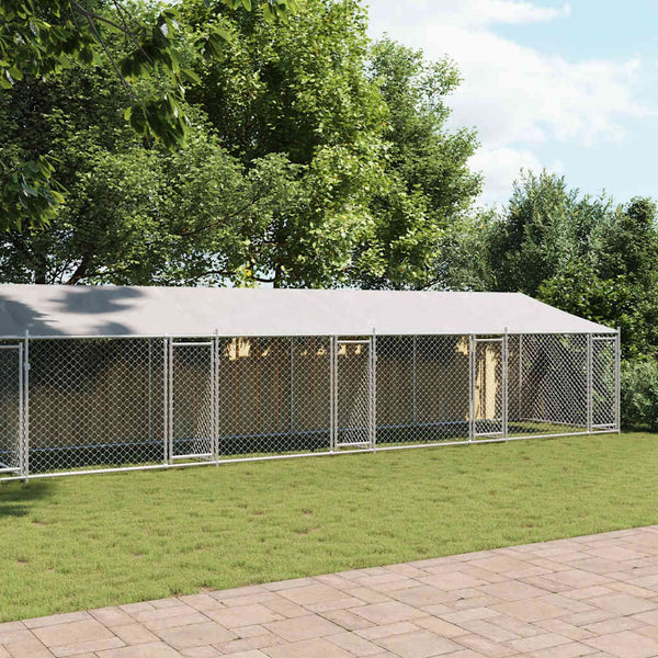 Hundezwinger mit Dach 10x2x2m Grau
