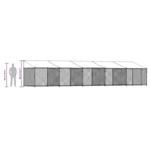 Hundezwinger mit Dach 10x2x2m Grau