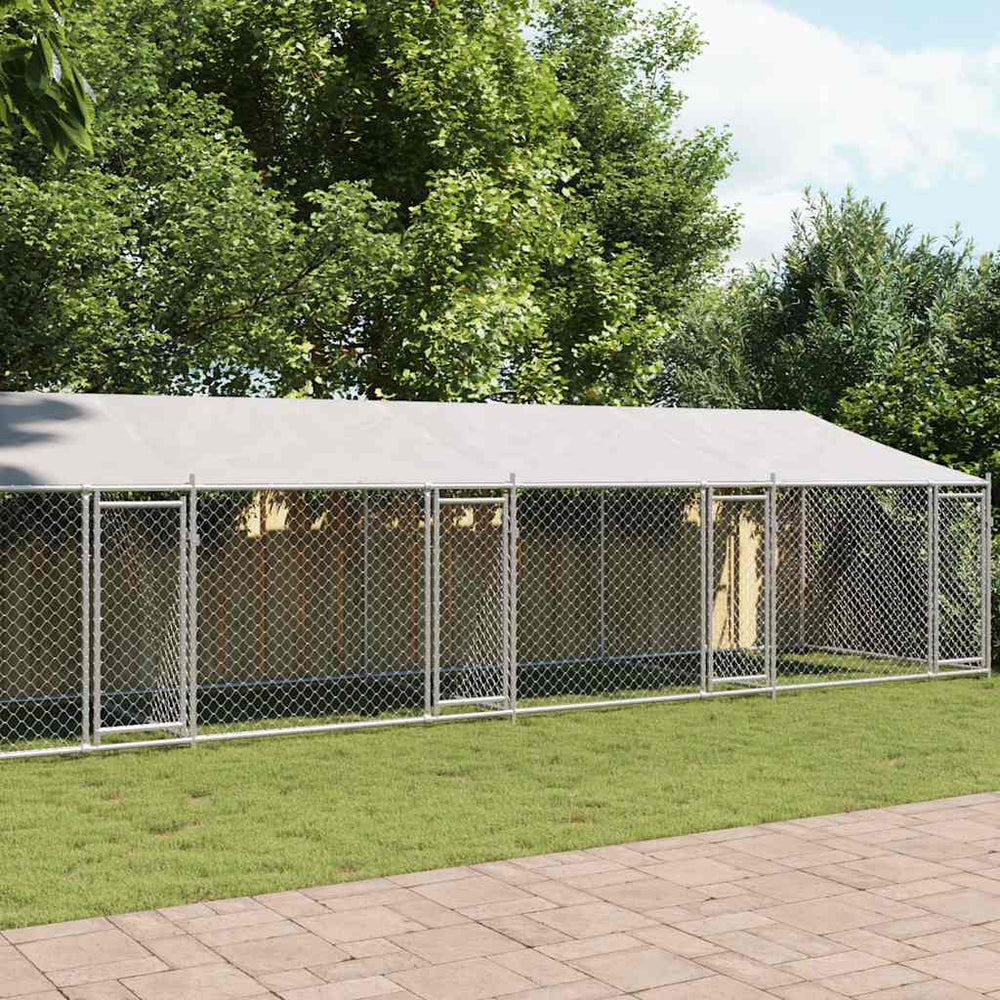Hundezwinger mit Dach 10x2x2m Grau