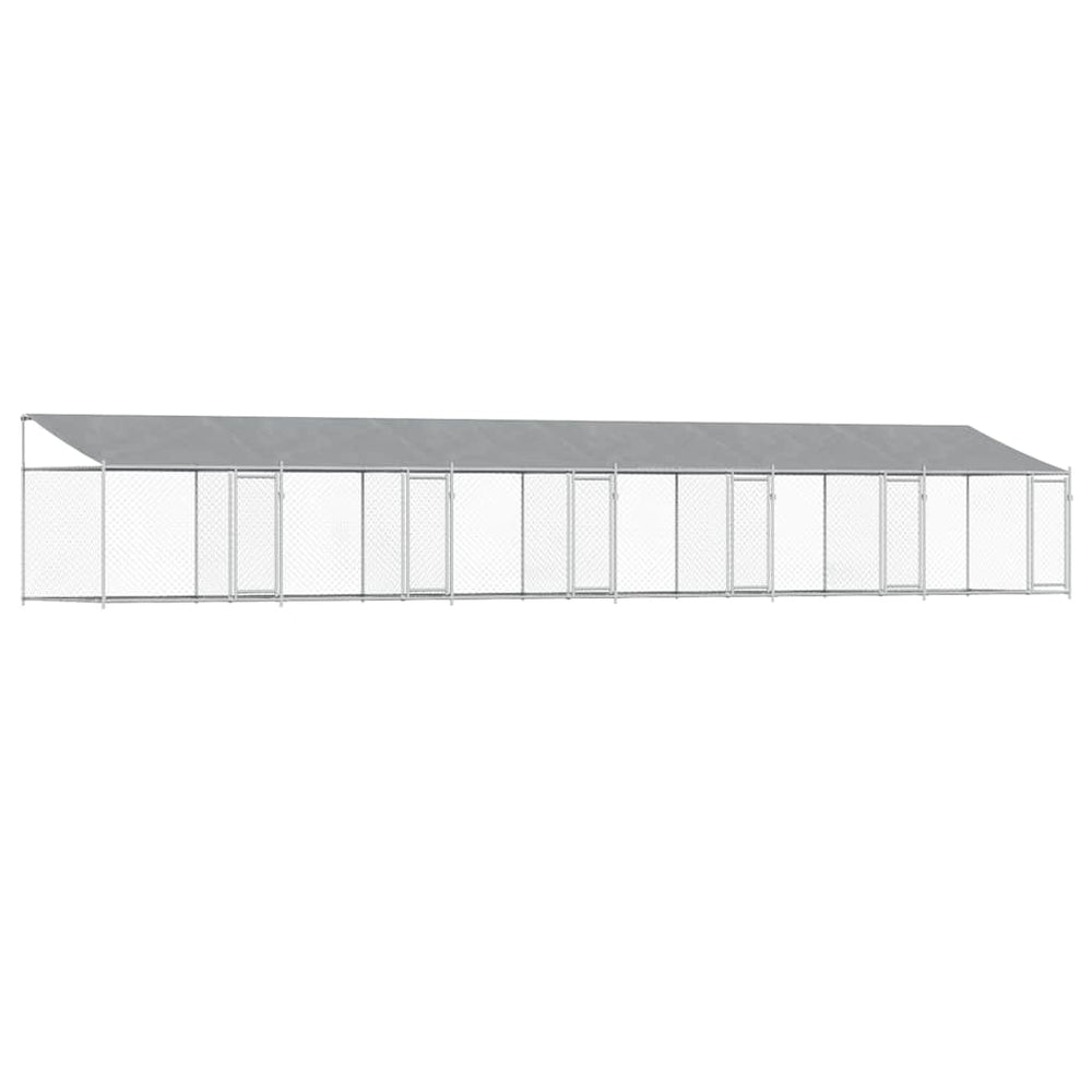 Hundezwinger mit Dach 12x2x2 m Stahl Grau