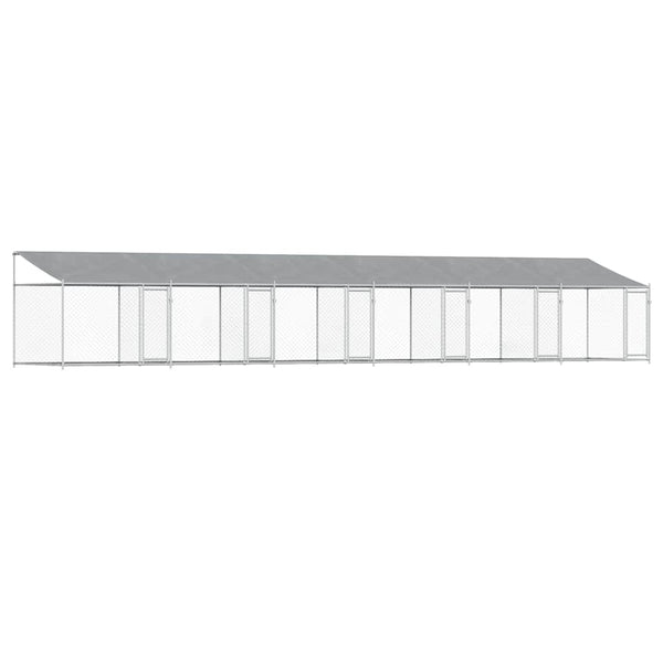 Hundezwinger mit Dach 12x2x2 m Stahl Grau