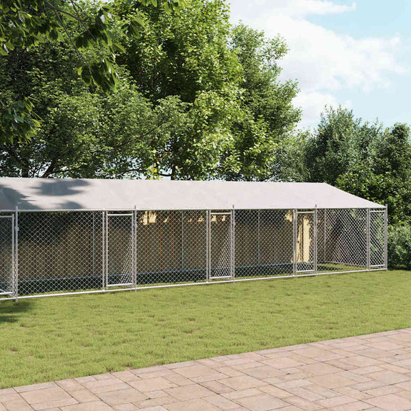 Hundezwinger mit Dach 12x2x2 m Stahl Grau