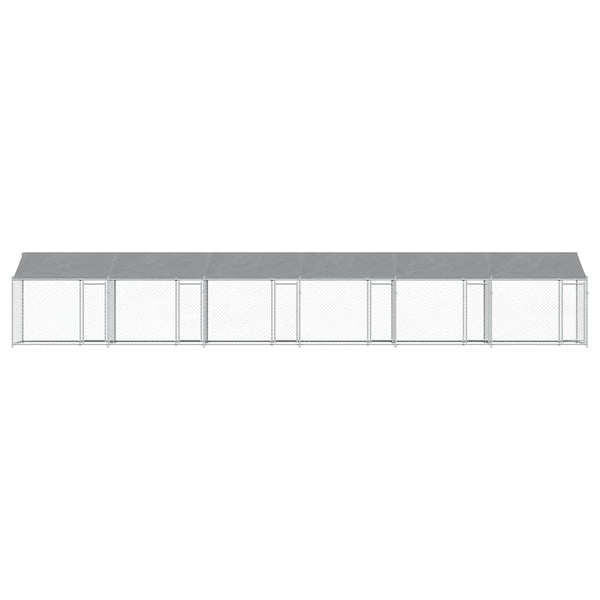 Hundezwinger mit Dach 12x2x2 m Stahl Grau