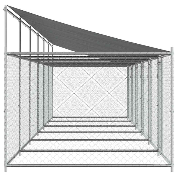 Hundezwinger mit Dach 12x2x2 m Stahl Grau