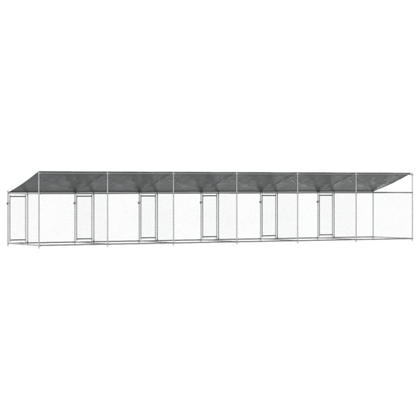 Hundezwinger mit Dach 12x2x2 m Stahl Grau