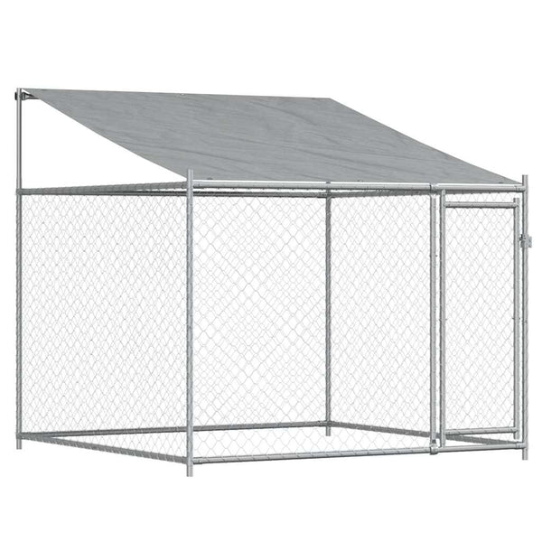 Hundezwinger mit Dach 12x2x2 m Stahl Grau