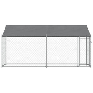 vidaXL Chenil avec toit et porte Gris 4x2x2 m Acier galvanisé