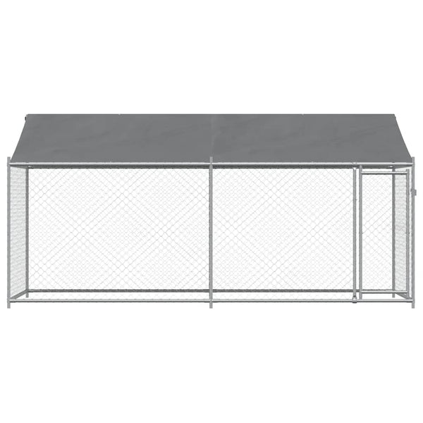 vidaXL Chenil avec toit et porte Gris 4x2x2 m Acier galvanisé