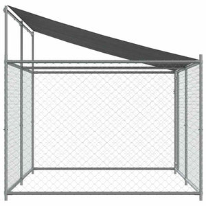 vidaXL Chenil avec toit et porte Gris 4x2x2 m Acier galvanisé