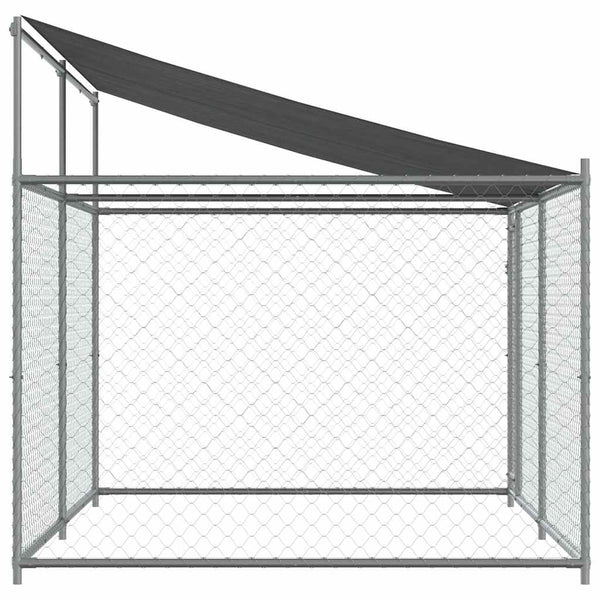 vidaXL Chenil avec toit et porte Gris 4x2x2 m Acier galvanisé