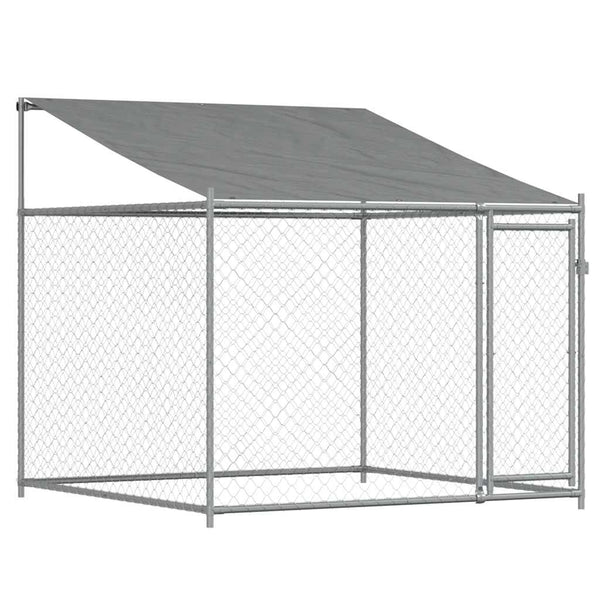 vidaXL Chenil avec toit et porte Gris 4x2x2 m Acier galvanisé