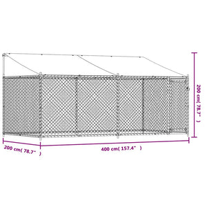 vidaXL Chenil avec toit et porte Gris 4x2x2 m Acier galvanisé