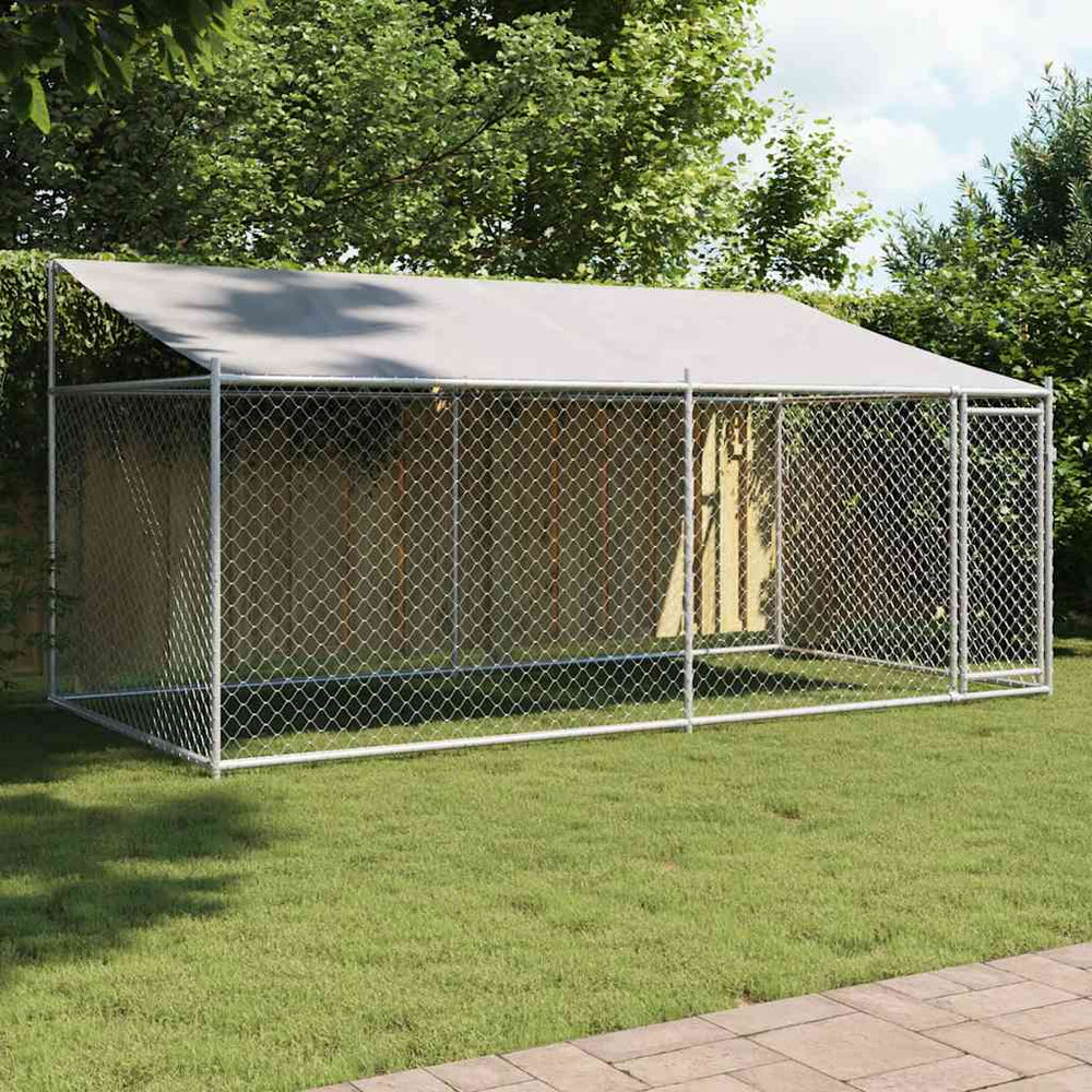 Hundezwinger mit Dach 4x2x2 m Grau