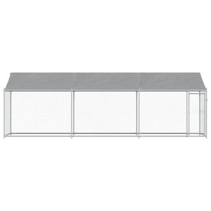 vidaXL Chenil avec toit et porte Gris 6x2x2 m Acier galvanisé