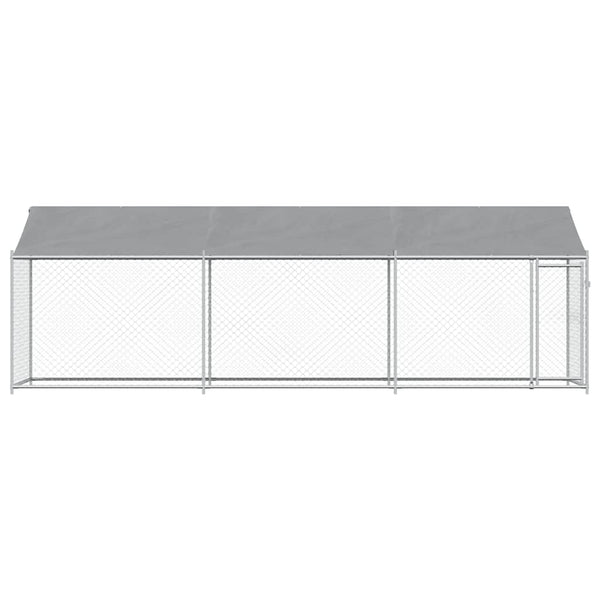 vidaXL Chenil avec toit et porte Gris 6x2x2 m Acier galvanisé