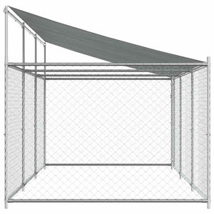 vidaXL Chenil avec toit et porte Gris 6x2x2 m Acier galvanisé