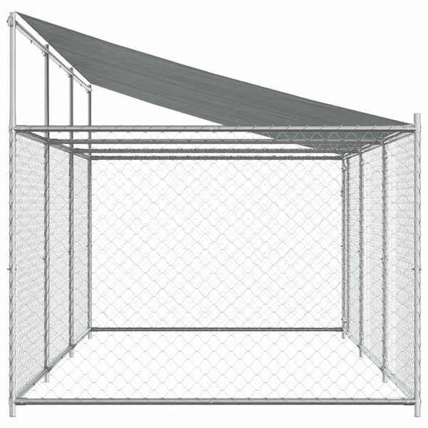 vidaXL Chenil avec toit et porte Gris 6x2x2 m Acier galvanisé
