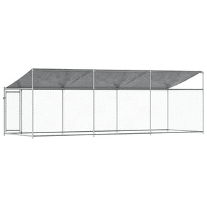 vidaXL Chenil avec toit et porte Gris 6x2x2 m Acier galvanisé