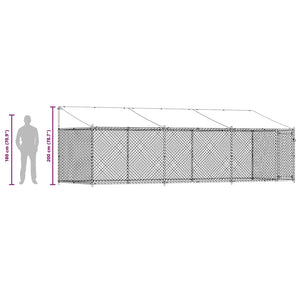 vidaXL Chenil avec toit et porte Gris 6x2x2 m Acier galvanisé