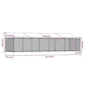Hundezwinger mit Dach 8x2x2m Grau