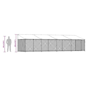 Hundezwinger mit Dach 8x2x2m Grau