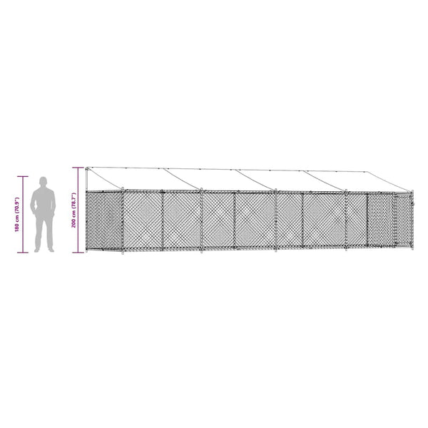 Hundezwinger mit Dach 8x2x2m Grau