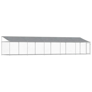 vidaXL Chenil avec toit et porte Gris 10x2x2 m Acier galvanisé