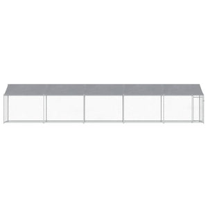 vidaXL Chenil avec toit et porte Gris 10x2x2 m Acier galvanisé
