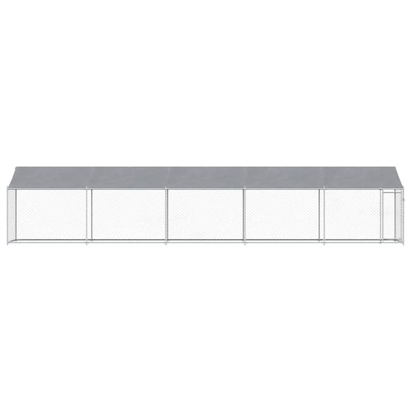 vidaXL Chenil avec toit et porte Gris 10x2x2 m Acier galvanisé