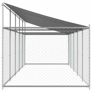 vidaXL Chenil avec toit et porte Gris 10x2x2 m Acier galvanisé