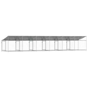 vidaXL Chenil avec toit et porte Gris 10x2x2 m Acier galvanisé