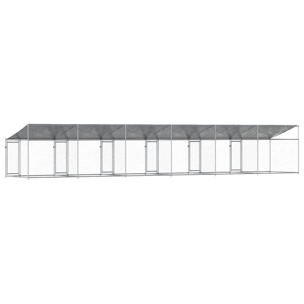 vidaXL Chenil avec toit et porte Gris 10x2x2 m Acier galvanisé