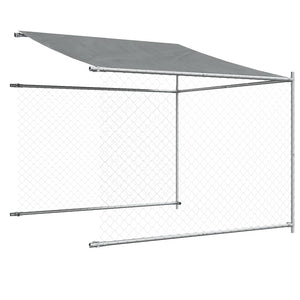 vidaXL Chenil avec toit et porte Gris 10x2x2 m Acier galvanisé