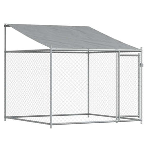 vidaXL Chenil avec toit et porte Gris 10x2x2 m Acier galvanisé