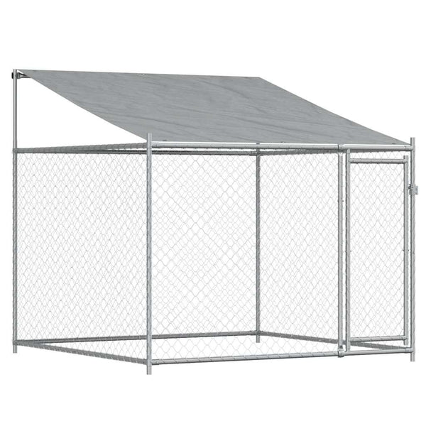 vidaXL Chenil avec toit et porte Gris 10x2x2 m Acier galvanisé