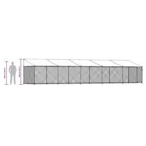 vidaXL Chenil avec toit et porte Gris 10x2x2 m Acier galvanisé