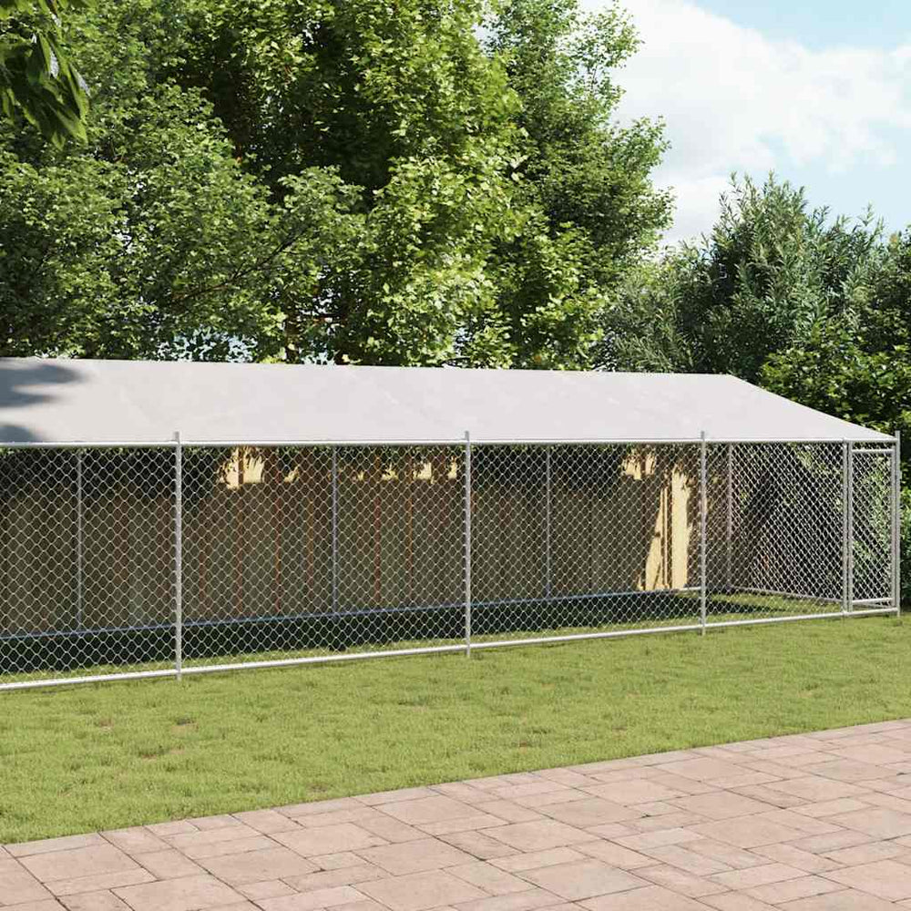 Hundezwinger mit Dach 10x2x2m Grau