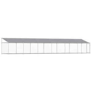 vidaXL Chenil avec toit et porte Gris 12x2x2 m Acier galvanisé