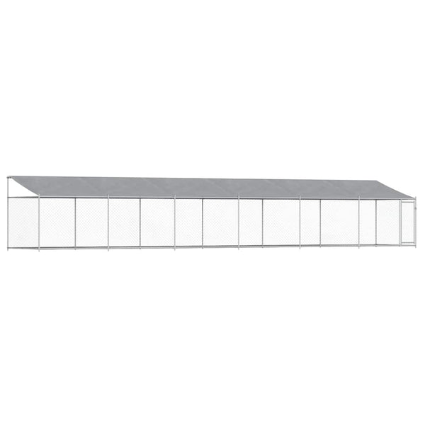vidaXL Chenil avec toit et porte Gris 12x2x2 m Acier galvanisé
